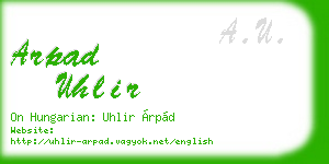 arpad uhlir business card